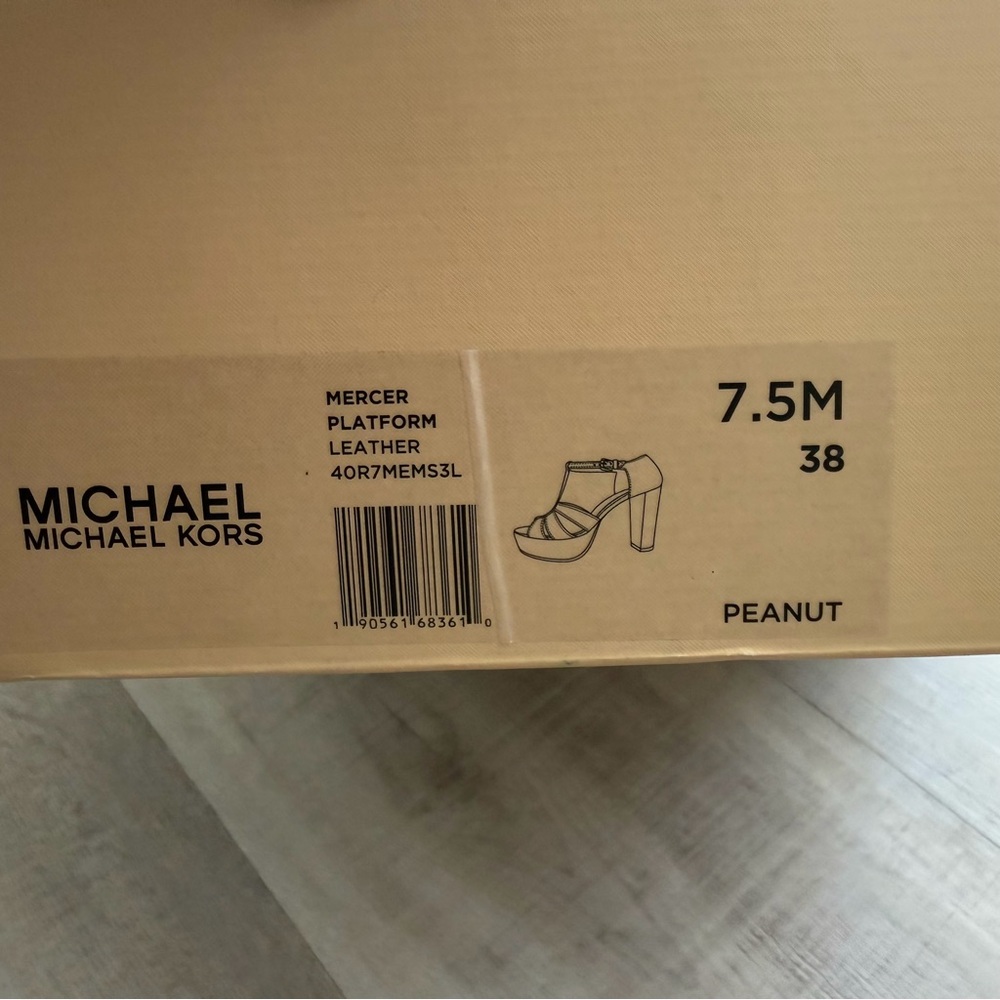 Michael Kors Tan Leather Cork Platform Heels - Picture 5 of 9